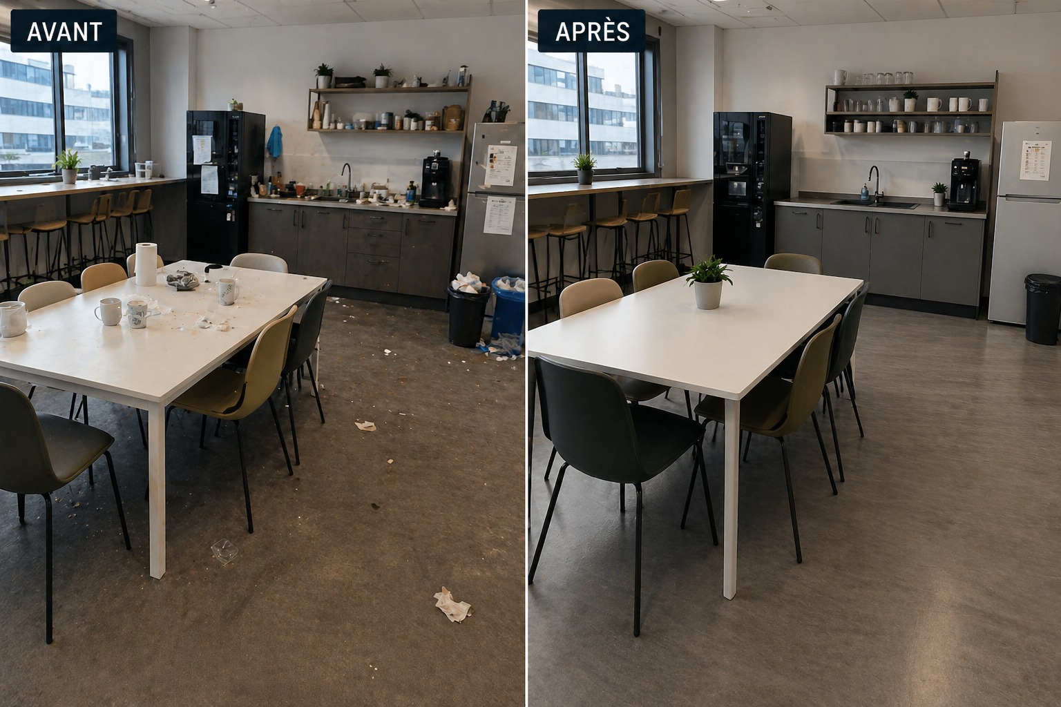 Avant / après — Salle de pause